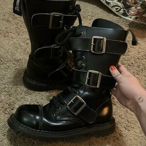 Black Steel-Toed Demonia Boots